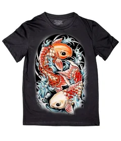 Прикольные футболки: ТАТУ карпы кои 1 черн